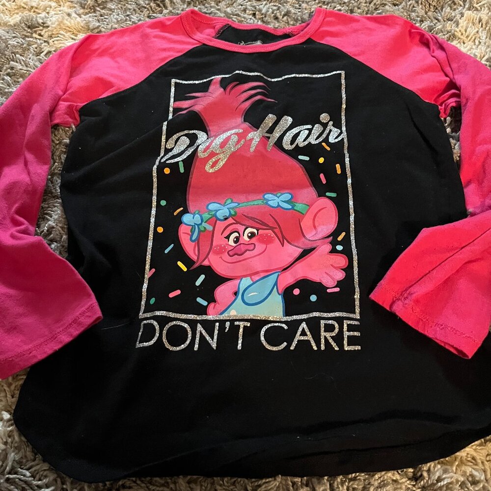 DreamWorks Trolls Dig Hair Don't Care Long Sleeve Shirt Girls Size Large (12/14)